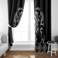Black Ngaru Taniko With Aotearoa Maori Tattoo Window Curtain