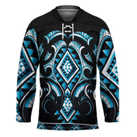 Blue Ngaru Taniko With Aotearoa Maori Tattoo Hockey Jersey - Polynesian Pride