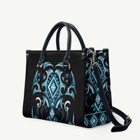 Blue Ngaru Taniko With Aotearoa Maori Tattoo Leather Bag LT14 Blue - Polynesian Pride