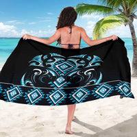 Blue Ngaru Taniko With Aotearoa Maori Tattoo Sarong