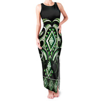 Green Ngaru Taniko With Aotearoa Maori Tattoo Family Matching Tank Maxi Dress and Hawaiian Shirt LT14 Mom's Dress Green - Polynesian Pride