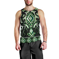 Green Ngaru Taniko With Aotearoa Maori Tattoo Men Tank Top