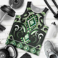 Green Ngaru Taniko With Aotearoa Maori Tattoo Men Tank Top