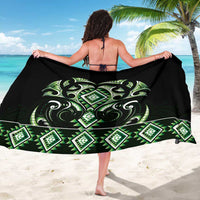 Green Ngaru Taniko With Aotearoa Maori Tattoo Sarong