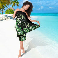 Green Ngaru Taniko With Aotearoa Maori Tattoo Sarong