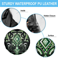 Green Ngaru Taniko With Aotearoa Maori Tattoo Spare Tire Cover LT14 - Polynesian Pride