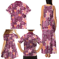 Pink Hawaii Plumeria With Tropical Flowers Motifs Family Matching Tank Maxi Dress and Hawaiian Shirt LT14 - Polynesian Pride