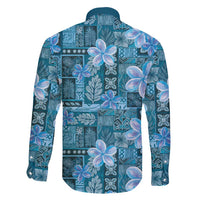 Cyan Hawaii Plumeria With Tropical Flowers Motifs Family Matching Summer Maxi Dress and Hawaiian Shirt LT14 - Polynesian Pride