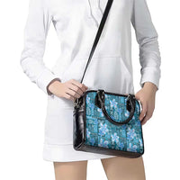 Cyan Hawaii Plumeria With Tropical Flowers Motifs Shoulder Handbag