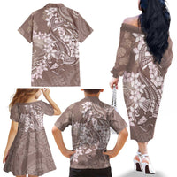 Polynesia Hammerhead Shark Tattoo With Plumeria Lei Family Matching Off The Shoulder Long Sleeve Dress and Hawaiian Shirt LT14 - Polynesian Pride