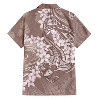 Polynesia Hammerhead Shark Tattoo With Plumeria Lei Family Matching Off The Shoulder Long Sleeve Dress and Hawaiian Shirt LT14 - Polynesian Pride