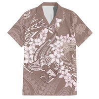 Polynesia Hammerhead Shark Tattoo With Plumeria Lei Family Matching Off Shoulder Short Dress and Hawaiian Shirt