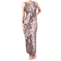 Polynesia Hammerhead Shark Tattoo With Plumeria Lei Family Matching Tank Maxi Dress and Hawaiian Shirt LT14 Mom's Dress Mocha - Polynesian Pride