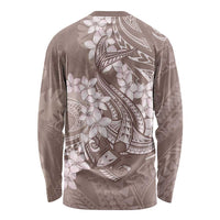 Polynesia Hammerhead Shark Tattoo With Plumeria Lei Long Sleeve Shirt
