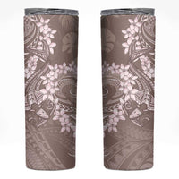 Polynesia Hammerhead Shark Tattoo With Plumeria Lei Skinny Tumbler LT14 Mocha - Polynesian Pride
