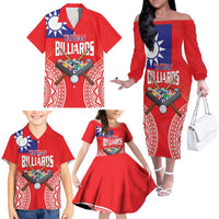 Personalised Taiwan Billiards Family Matching Off The Shoulder Long Sleeve Dress and Hawaiian Shirt Eight-ball Pool Polynesia Tattoo LT14 - Polynesian Pride