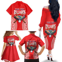 Personalised Taiwan Billiards Family Matching Off The Shoulder Long Sleeve Dress and Hawaiian Shirt Eight-ball Pool Polynesia Tattoo LT14 - Polynesian Pride