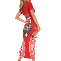 Personalised Taiwan Billiards Family Matching Short Sleeve Bodycon Dress and Hawaiian Shirt Eight-ball Pool Polynesia Tattoo LT14 - Polynesian Pride