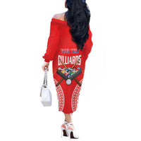 Personalised Taiwan Billiards Off The Shoulder Long Sleeve Dress Eight-ball Pool Polynesia Tattoo LT14 - Polynesian Pride