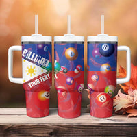 Personalised Philippines Billiards Tumbler With Handle Cue With Balls Flag Style - Polynesian Pride