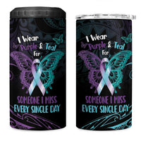 Suicide Awareness Memorial 4 in 1 Can Cooler Tumbler I Wear Purple and Teal For Someone I Miss LT14 One Size: 16 oz Black - Polynesian Pride