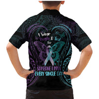 Suicide Awareness Memorial Family Matching Mermaid Dress and Hawaiian Shirt I Wear Purple and Teal For Someone I Miss LT14 - Polynesian Pride