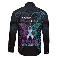 Suicide Awareness Memorial Family Matching Tank Maxi Dress and Hawaiian Shirt I Wear Purple and Teal For Someone I Miss LT14 - Polynesian Pride