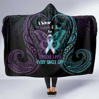 Suicide Awareness Memorial Hooded Blanket I Wear Purple and Teal For Someone I Miss - Polynesian Pride