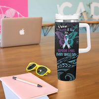 Suicide Awareness Memorial Tumbler With Handle I Wear Purple and Teal For Someone I Miss - Polynesian Pride