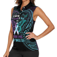 Suicide Awareness Memorial Women Sleeveless Polo Shirt I Wear Purple and Teal For Someone I Miss - Polynesian Pride