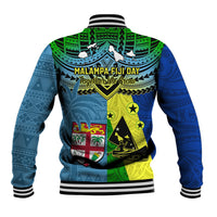 Malampa Fiji Day Baseball Jacket Together We Grow Proud Polynesian Tapa Artsy LT14 - Polynesian Pride