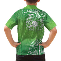 Polynesia Depression Awareness Family Matching Off The Shoulder Long Sleeve Dress and Hawaiian Shirt Sunflower Green Ribbons Polynesian Tattoo LT14 - Polynesian Pride