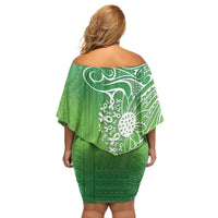 Polynesia Depression Awareness Family Matching Off Shoulder Short Dress and Hawaiian Shirt Sunflower Green Ribbons Polynesian Tattoo LT14 - Polynesian Pride