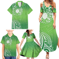 Polynesia Depression Awareness Family Matching Summer Maxi Dress and Hawaiian Shirt Sunflower Green Ribbons Polynesian Tattoo LT14 - Polynesian Pride