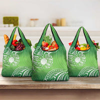 Polynesia Depression Awareness Grocery Bag Sunflower Green Ribbons Polynesian Tattoo