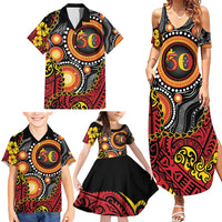 Celebrating 50 Years Papua New Guinea Family Matching Summer Maxi Dress and Hawaiian Shirt Aboriginal Mix Papuan Pattern LT14 - Polynesian Pride