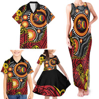 Celebrating 50 Years Papua New Guinea Family Matching Tank Maxi Dress and Hawaiian Shirt Aboriginal Mix Papuan Pattern LT14 - Polynesian Pride