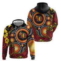 Celebrating 50 Years Papua New Guinea Hoodie Aboriginal Mix Papuan Pattern - Polynesian Pride