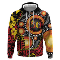 Celebrating 50 Years Papua New Guinea Hoodie Aboriginal Mix Papuan Pattern - Polynesian Pride
