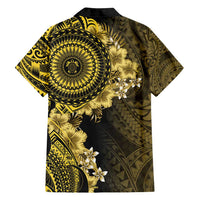 Vanuatu Family Matching Off Shoulder Maxi Dress and Hawaiian Shirt Hibisus Polynesian Pattern Gold - Polynesian Pride