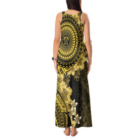 Vanuatu Tank Maxi Dress Hibisus Polynesian Pattern Gold - Polynesian Pride