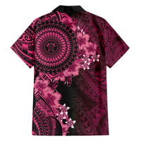 Vanuatu Family Matching Off The Shoulder Long Sleeve Dress and Hawaiian Shirt Hibisus Polynesian Pattern Pink - Polynesian Pride