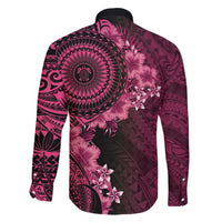 Vanuatu Family Matching Off Shoulder Maxi Dress and Hawaiian Shirt Hibisus Polynesian Pattern Pink - Polynesian Pride