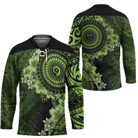 Vanuatu Hockey Jersey Hibisus Polynesian Pattern Green - Polynesian Pride