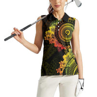 Vanuatu Women Sleeveless Polo Shirt Hibisus Polynesian Pattern Reggae - Polynesian Pride