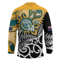 New Zealand Australia Rugby Custom Hockey Jersey Wallabies Aboriginal All Black Maori Tiki Together - Polynesian Pride