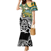New Zealand Australia Rugby Custom Mermaid Dress Wallabies Aboriginal All Black Maori Tiki Together LT14 Women Black - Polynesian Pride