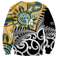 New Zealand Australia Rugby Custom Sweatshirt Wallabies Aboriginal All Black Maori Tiki Together - Polynesian Pride