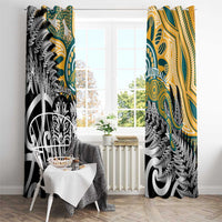 New Zealand Australia Rugby Window Curtain Wallabies Aboriginal All Black Maori Tiki Together - Polynesian Pride