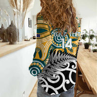 New Zealand Australia Rugby Custom Women Casual Shirt Wallabies Aboriginal All Black Maori Tiki Together LT14 - Polynesian Pride